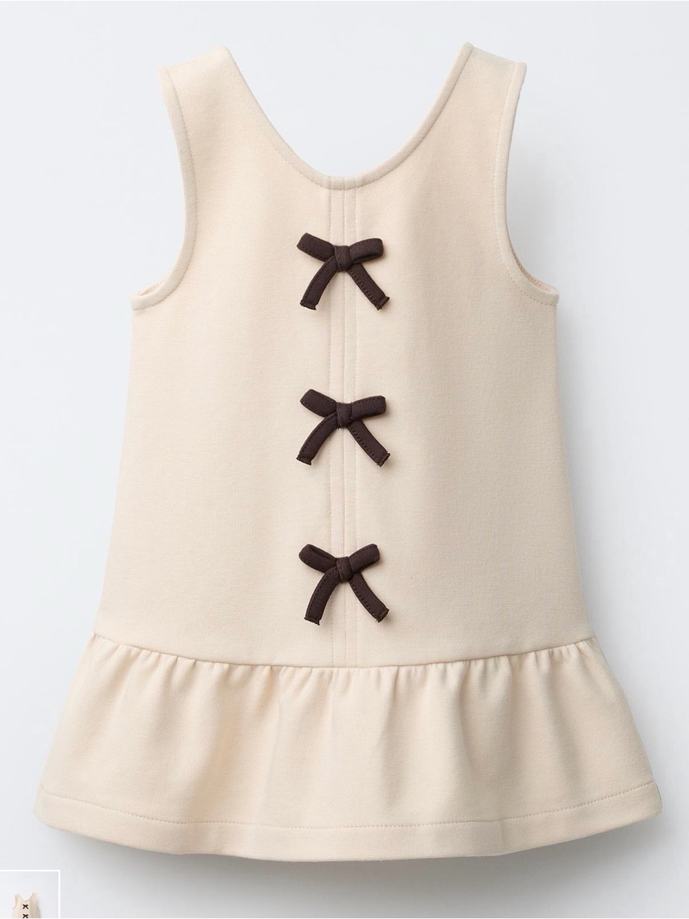 Zara Cream Sleeveless Dress with Brown Bows